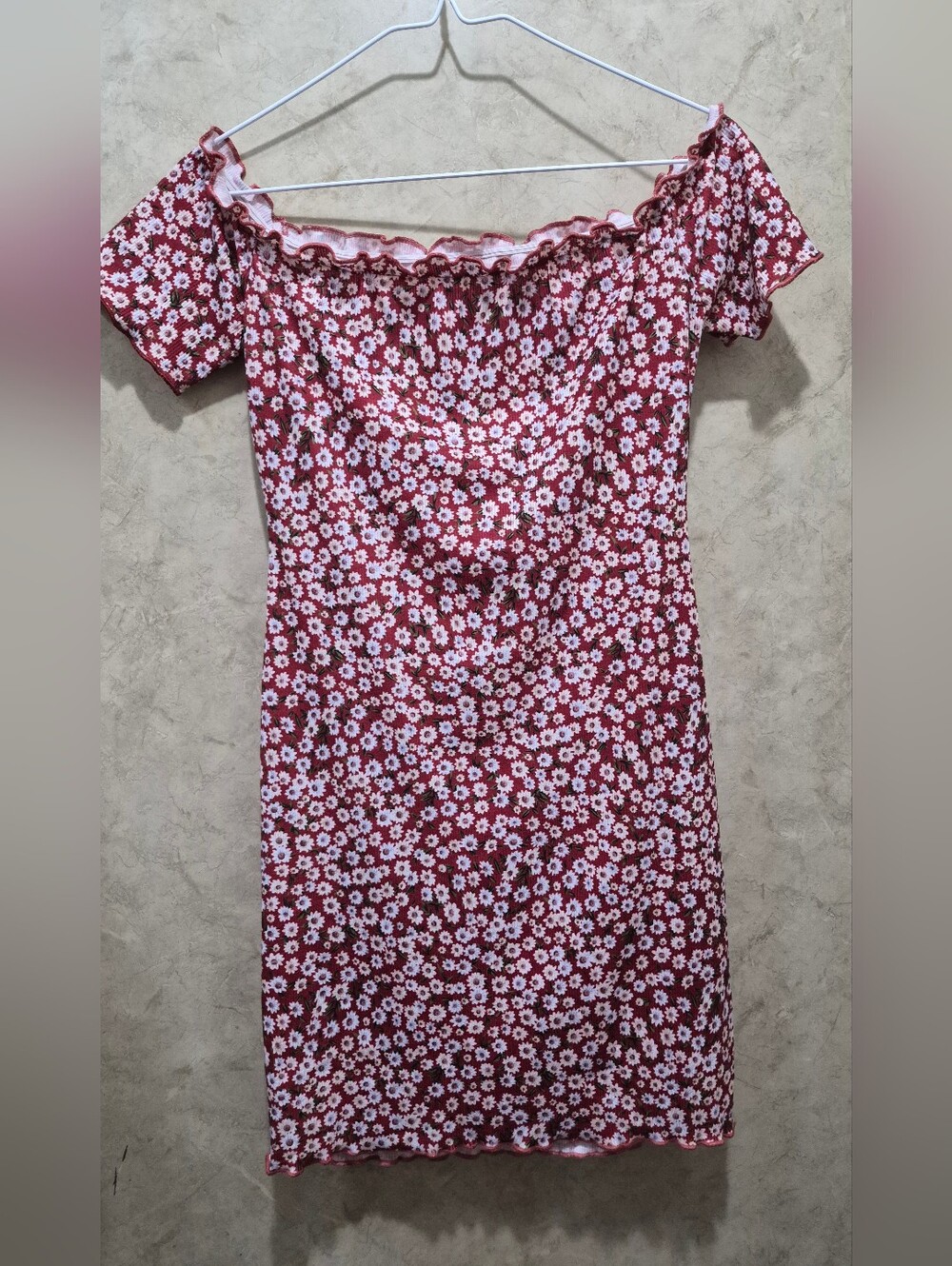 Red Floral Off-Shoulder Mini Dress